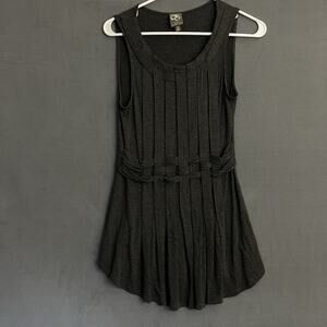 One September Dress XS Anthropologie Sleeveless Woven Pattern Stretchy Gray‎